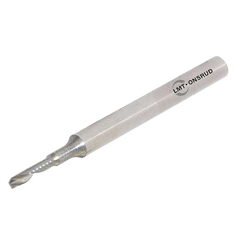 63-602 Solid Carbide Upcut Spiral O Flute Cutting Tool, Inch, Uncoated (Bright) Finish, 22 Degree Helix, 1 Flute, 1.5000" Overall Length, 0.0625" Cutting Diameter, 0.1250" Shank Diameter