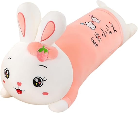 OUKEYI Rabbit Plush Pillow,27“/70cm Long Pink bunny Rabbit Stuffed Animal, Plush Long Body Pillow Gift for Kids Adults