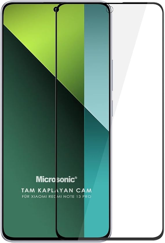 Microsonic Xiaomi Redmi Note 13 Pro 5G Tam Kaplayan Temperli Cam Ekran Koruyucu Siyah [Redmi Note 13 Pro 5G ile Uyumlu Ekran Koruyucu - Siyah]