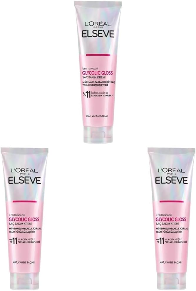 L'Oréal Paris Elseve Glycolic Gloss Smoothing Conditioner for Perfect Shine 150ml 3 pack