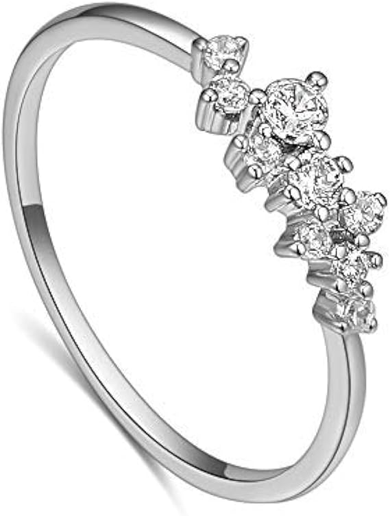 シンプル 18k ゴールドメッキ リング ティーン ガールズ ホワイト スタッズ エタニティ 結婚指輪 925 スターリングシルバー メッキ 婚約 重ね付け可能 レディース ファッション ジュエリー 彼女へのギフト