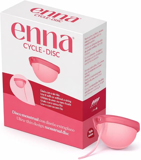 Intimate relationships during menstruation | enna CYCLE DISC - Reusable menstrual disc with removable thread and large capacity - Medical silicone - Plastic-free