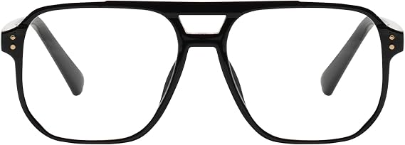 Oversized Aviator Reading Glasses Men Women, Large Frame Square Anti Blue Light Reader Eyeglasses with Spring Hange