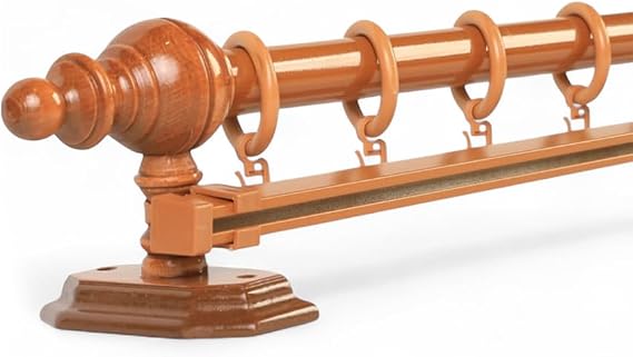 Meşe Tek Raylı Ahşap Rustik Perde Askısı (150 CM)