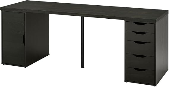 Çalışma masası, venge-siyah, 200x60 cm, LAGKAPTEN, ADILS