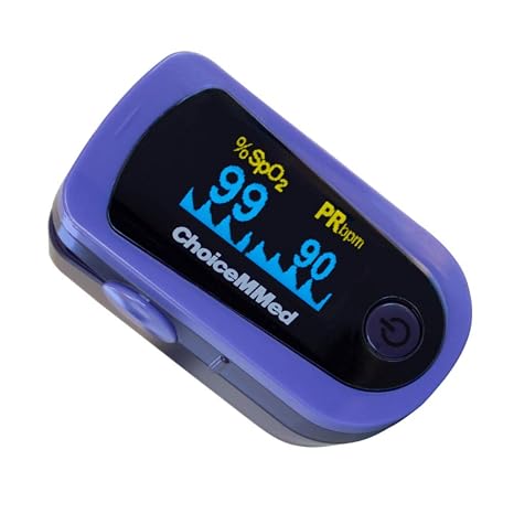 Mobiclinic, Finger Pulse Oxymeter, MD300C23, European brand, SpO2, Blood Oxygen Saturation Monitor, Heart Rate Monitor, Pletismographic Wave, Screen OLED Display, snapshot measurement, blue