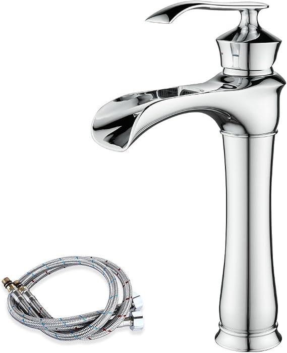 Waterfall Bathroom Basin Mixer Tap, Tall Sink Tap for Counter-top Basin