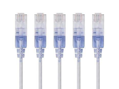 Monoprice Cat6A Ethernet Patch Cable - 0.5 Feet - White (5 Pack) Network Internet Cord - RJ45, Stranded, UTP, Pure Bare Copper Wire, 30AWG - SlimRun Series