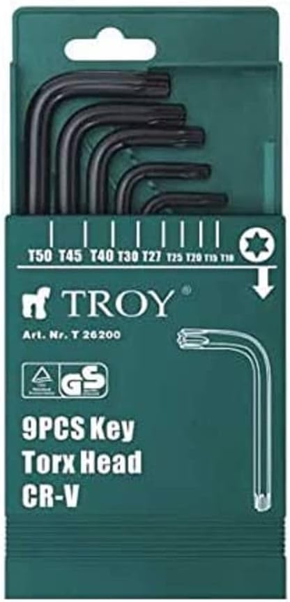 Troy T 26200 Allen Anahtar Seti, Torx, 9 Parça