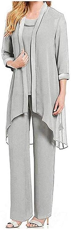 Women's Chiffon Pants Suits 3 PC Mother's Outfit Suits for Wedding Plus Size Evening Gowns Dress Suit