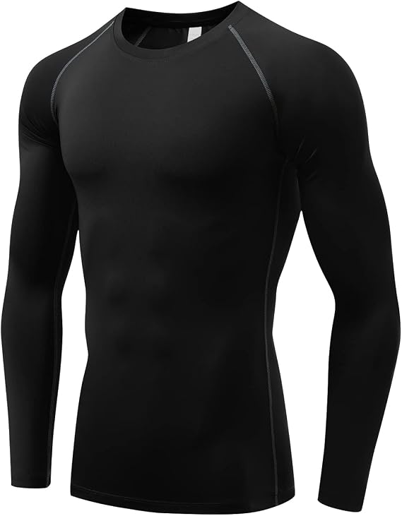Sillictor Compression Top, Men's, Long Sleeve, Power Stretch, Undershirt, Compression Wear, UV Protection, Sweat Absorbent, Quick Drying