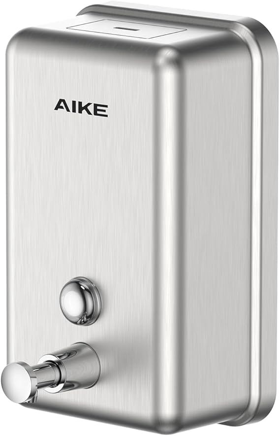 AIKE Wall Soap Dispenser, 1100ml Stainless Steel Soap Dispenser, Built-in ABS Protective Layer, Anti-Rust and Anti-Drip, Commercial Liquid Hand Soap Dispenser