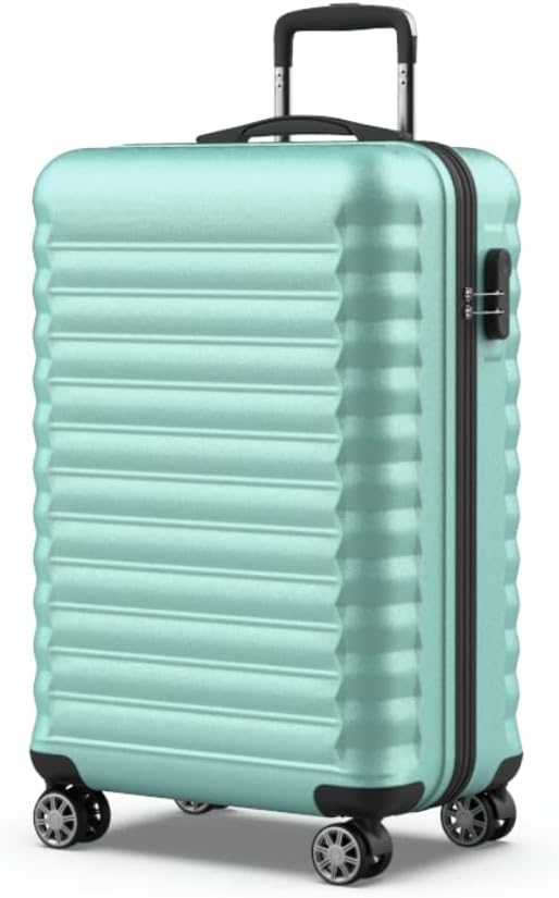 NUMADA - Medium Travel Suitcase 18 kg Upfly 24' ABS (63x39.5x27 cm) with Combination Lock and 4 360 Double Wheels | Heavy Duty | Lightweight | Interior Compartmented | Green