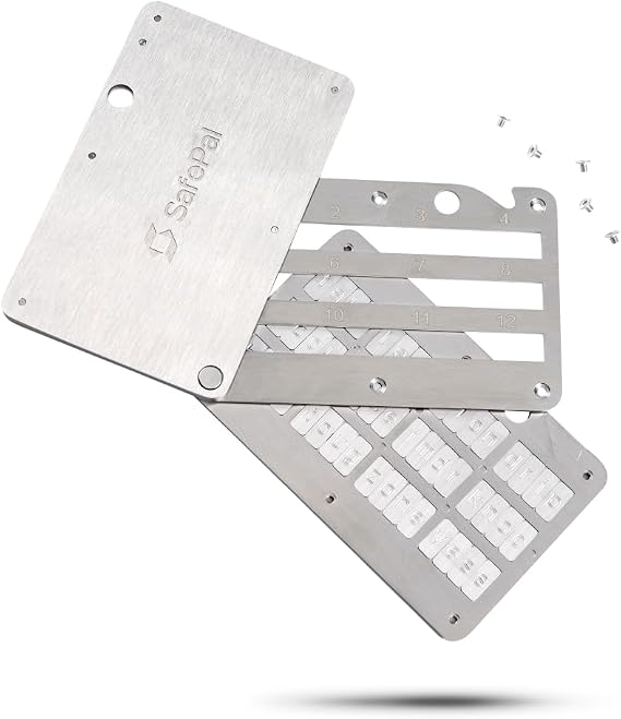 SafePal Cypher - Crypto Seed Phrase Backup, Metal Seed Board, Cooling Storage for Mnemonic, Steel Bitcoin Wallet, Store up to 24 Seed Words, Compatible with BIP39 Crypto Wallets, Ledger,