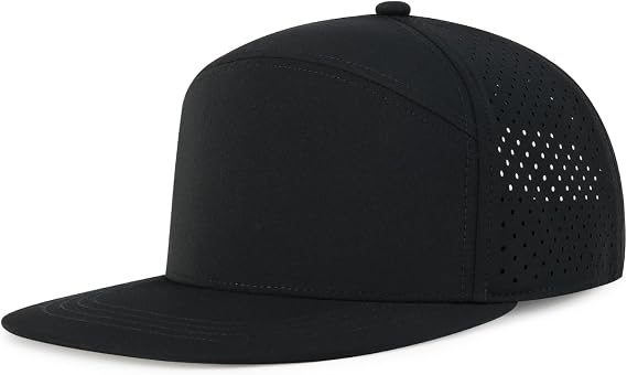 BOTVELA Men Flat Brim Snapback Adjustable Performance Hat Laser Perforated Baseball Cap