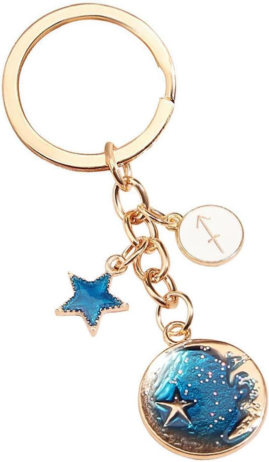 Twelve Constellations Key Chain Key Ring 12 Constellation Keychains Birthday Gifts for Women Men
