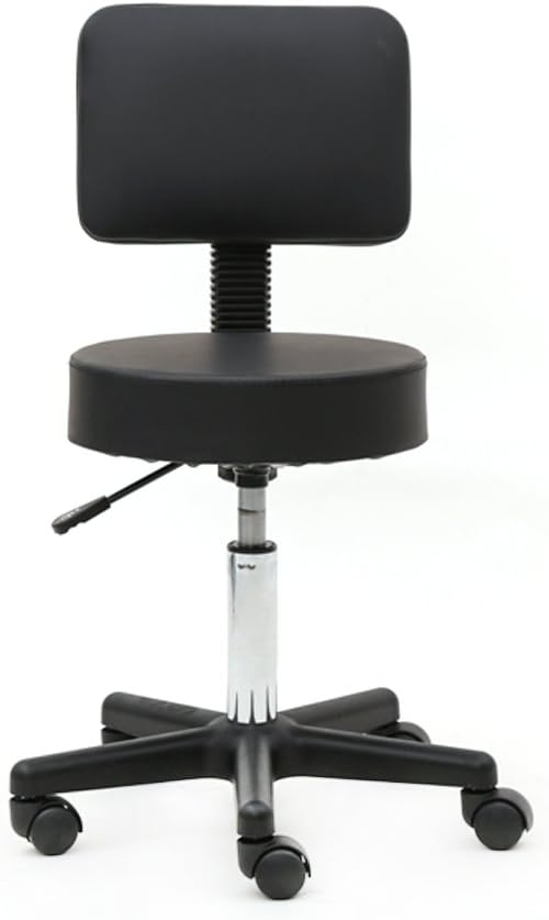 Karlhome Bar Stool Height Adjustable Swivel Stool, Modern Barstools 360° Swivel PU Leather Armless Bar Chair with Backrest for Home Kitchen, Barber Shop, Workshop, Beauty Salon, Black