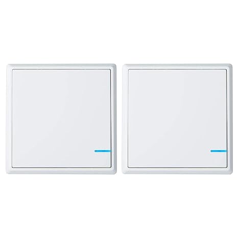 NineLeaf Wireless Switch, Dual Control Push-Button No Wiring, Wireless Panel Switch, Waterproof Remote Light Switch for House Lamp Led, Borderless Light Switch Only, 1-GANG (2Pack)