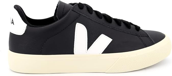 VEJA Womens Campo Sneaker, Black White, 4 UK