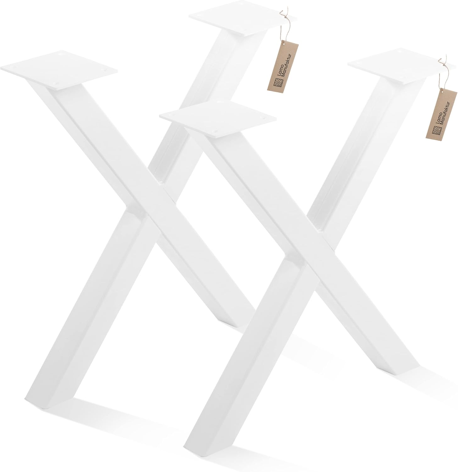 LAMO Manufaktur LTS-03-G-CC-9016 Table Legs for Dining Table Desk Mark Light Square Profile 60 x 60 mm Table Frame 60 x 43 cm (W x H) White Pack of 2