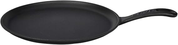 Lava Döküm Krep / Pizza / Pancake Tavası, Yuvarlak, Metal Saplı, 26cm, Siyah