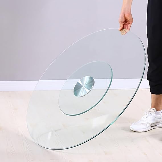 Glass Turntable for Dining Room Table Display Rotating Tray 28" 32" 36" Lazy Susan Rotating Serving Tray Silent & Smooth Spin, Easy to Share Food(90CM/35IN)