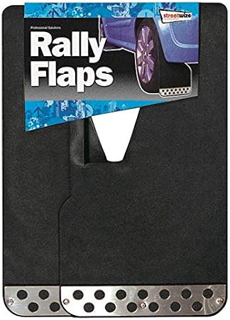Car Performance Sport Race Rally Style Splash Protection Mudflap Mud Flaps with Chrome plate - PACK OF 2 (Black)