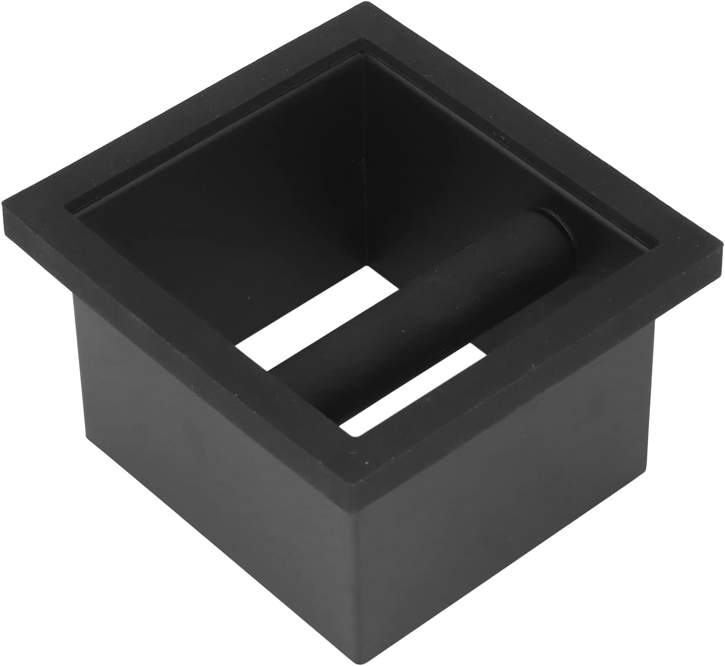 Coffee Knock Box, Coffee Grounds Box Coffee Disposal Bin Bottomless Embedded Flat Mouth Stainless Steel Rubber Coffee Knock Box