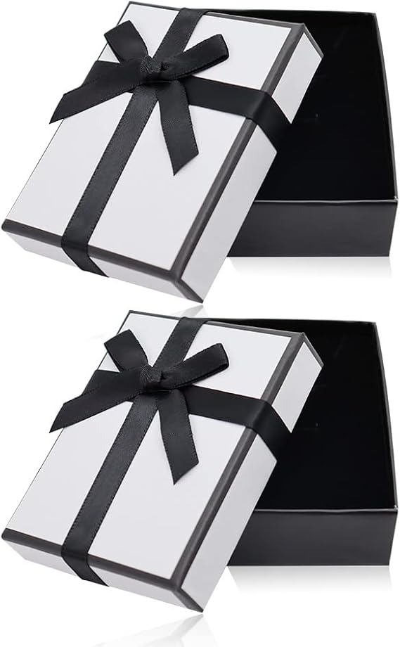 2Pcs Small Gift Boxes, 9x7x3cm Jewellery Gift Box with Lid Ring Earrings Necklace Bracelet Gift Boxes Small Paper Boxes for Gift Present (Black)