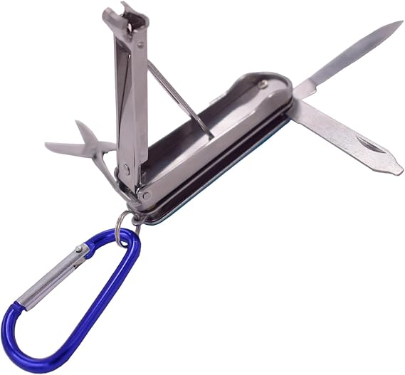 5in1 Multi Tool Nail Clippers,Ultra Slim Foldable Multifunctional Pocket Nail Cutter With Nail File,Nose Hair Scissors,Screwdriver,Key Chain,Portable Mini Multi Nail Clippers for Travel,Hiking,Camping