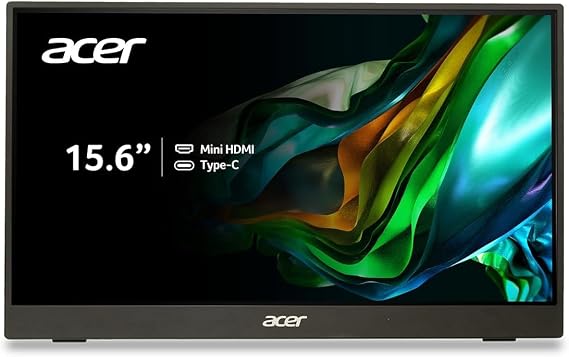acer PM1 15.6" FHD Portable Monitor | IPS Panel | Ultrathin and Ultralight Design | Mini HDMI x 1 and USB Type-C x 2 Inputs
