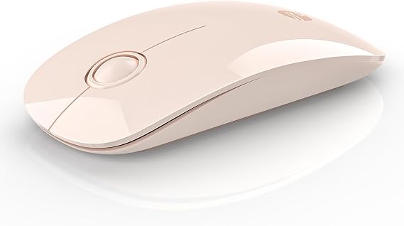 RAPIQUE Bluetooth Wireless Mouse - (BT5.1+USB) Slim Dual Mode Computer Mice with Quiet Click, Low Power, and 1600 DPI, Portable Cordless Mouse for MacBook, Laptop, iPad Pro/Air, Tablet (Pink), R306