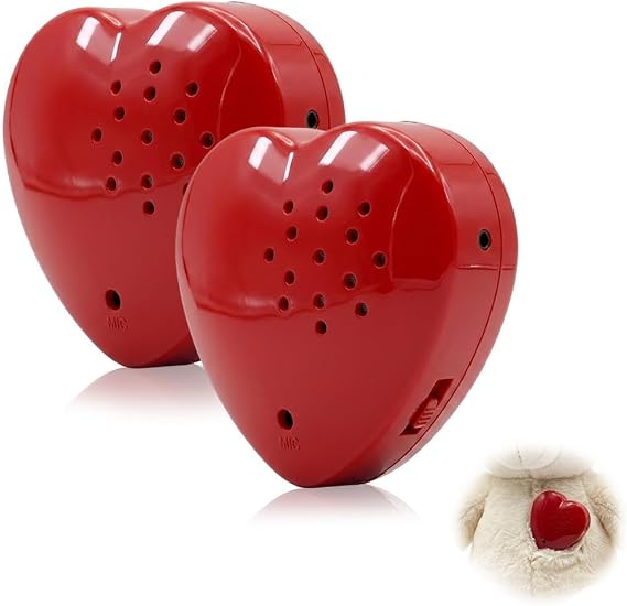 2 Recorder Heart Shape Talking Tins 30 Second Voice Recordable Sound