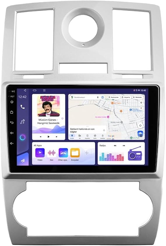 9 İnç Android Multimedya CarPlay Android Auto Navigasyon Kameralı 8GB RAM 128GB - Chrysler 300 C 2006-2011 ile uyumlu