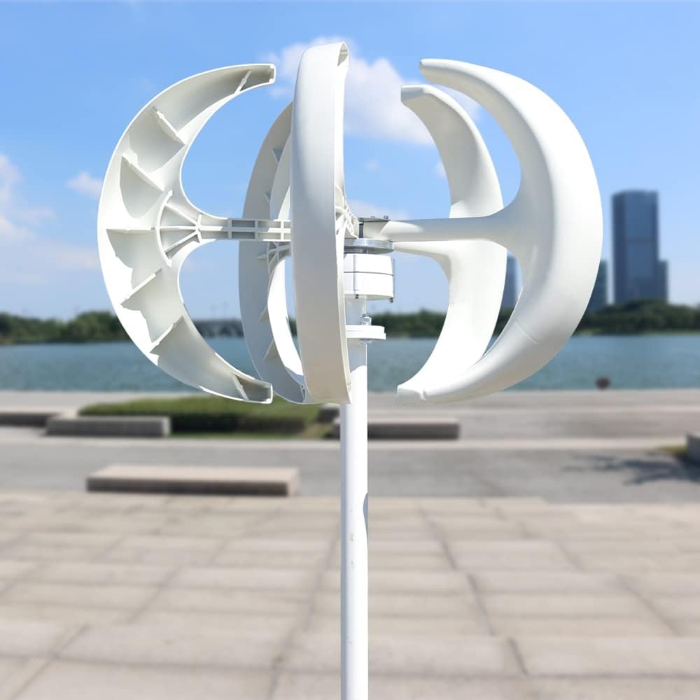 Wind Turbine 1000W Vertical Wind Turbine 12V 24V Vertical Axis Wind Generator with MPPT Charging Controller Small Windmill Free Energy High Power Color: White, Size: TURBINE ONLY_48V