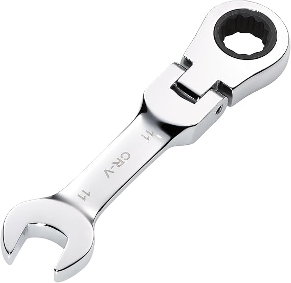 Draper 27966 HI-TORQ Metric Stubby Flexible Head Ratchet Combination Spanner, 11mm
