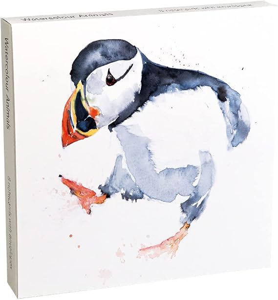 Museums & Galleries Symon Kaye Watercolour Animals Pack of 8 Square Art Greeting Cards with White Envelopes