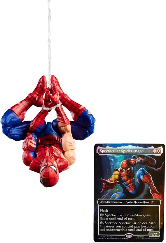 Spider-Man Marvel Legends Serisi Magic: The Gathering Battle-Damaged, 15 cm Aksiyon Figürü Oyuncak ve Özel Folyo Koleksiyon Kart Oyunu Ticaret Kartı