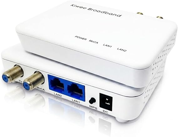 Kiwee Broadband MoCA 2.5 Adapter with Dual 2.5GbE Ports (2-Pack) | 2.5Gbps Ethernet Over Coax | High-Speed Wired LAN for Streaming, Gaming, Mesh WiFi | Includes Coaxial & Ethernet Cables | KB-M3-02