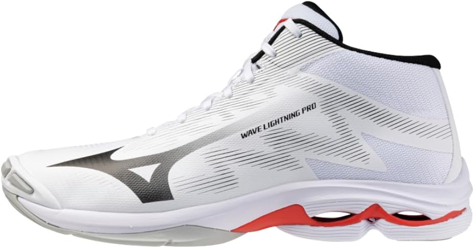Mizuno Men's Indoor Wave Lightning Pro Mid Shoes White Fabric