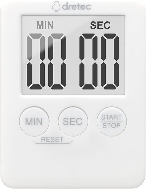 Dretec T-685WT Digital Kitchen Timer, Thin, Compact, Large Screen, Countdown, Repeat Function, White