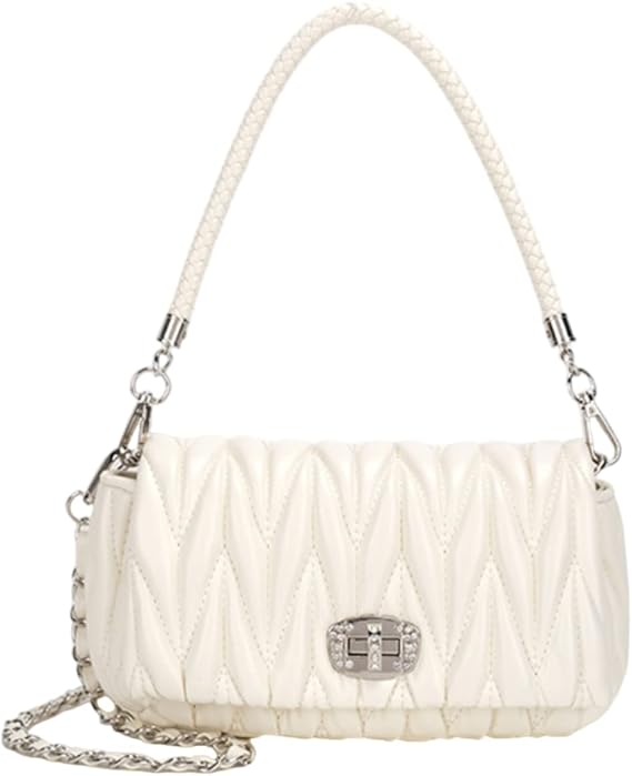 CEEKAY Shoulder Bag, Crossbody Women's Handbag, Mini Bag, Small, Simple, Lightweight, Korean Style, Bag, Pouch, Fashion Accessory, Commuting, OL, Gift, Chain, White