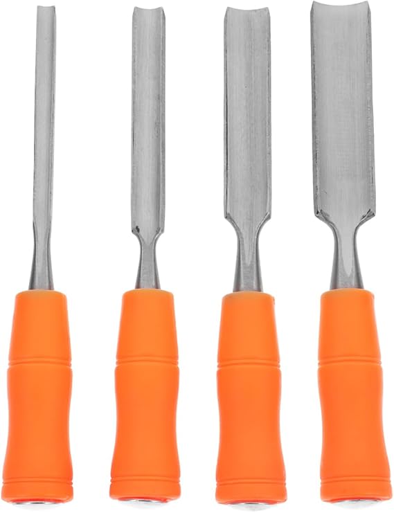 DOITOOL Wood Gouge Chisel Set: 4 Pieces Professional Wood Chisels for Carpentry for Woodworking and Carving (Outer Opening Gouge 6mm,12mm,18mm and 24mm)