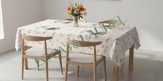 Baskılı Yıkanabilir 140 x 200 cm Masa Örtüsü Mutfak Bahçe Piknik Masa Örtüsü I Kırmızı Ağırlıklı Çiçek Desenli