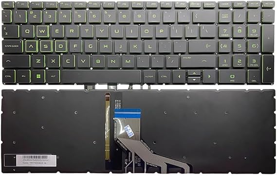 New Laptop Replacement US Layout Green Backlit Keyboard for HP Pavilion Gaming 15-DK C141 15-CX TPN-C133 15-CN 15M-CN 15-CP TPN-W134