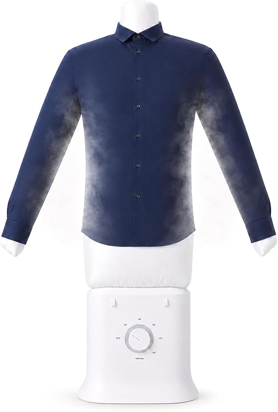 Automatic Ironing Machine, Hands-Free Shirt & Pants Wrinkle Remover, Portable Hot Air Garment Steamer Dryer, Gentle Fabric Care, No Ironing Board Needed for Home, Apartments & Travel (White)