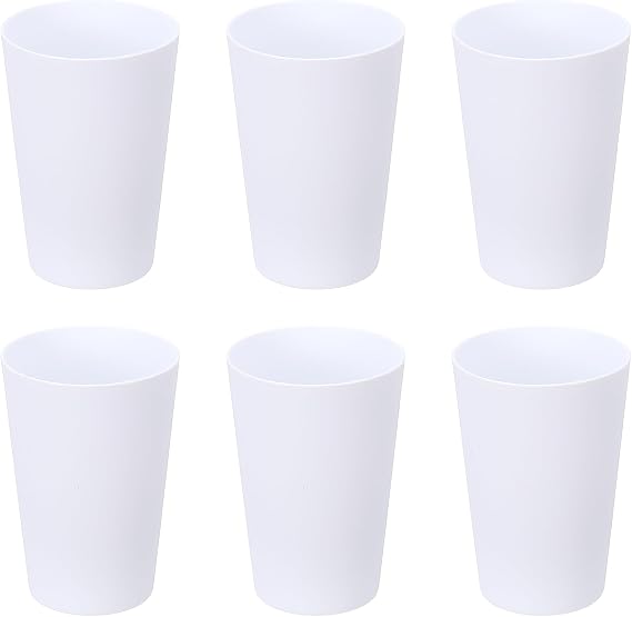 sourcing map 6 Pcs Plastic Tumblers, 8.8oz Reusable Drinking Glasses Unbreakable Water Tumblers for Home Office Outdoors Restaurant Water, Coffee, Milk, Juice, Tea, White