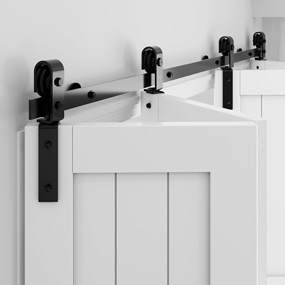 6FT/183CM Bifold Sliding Door Kit Folding Barn Door Sliding Track Kit