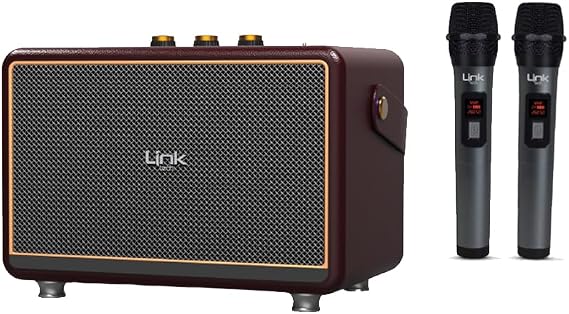 LinkTech M407 Premium Retro 2x Mikrofonlu 50W Bluetooth Hoparlör Kahverengi