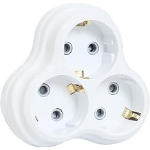 3lü Golyat Fiş, Üçlü Topraklı Priz Duvar Tipi Çoklayıcı Fiş, 16A 250 Volt, Max 3600 Watt Beyaz Renk